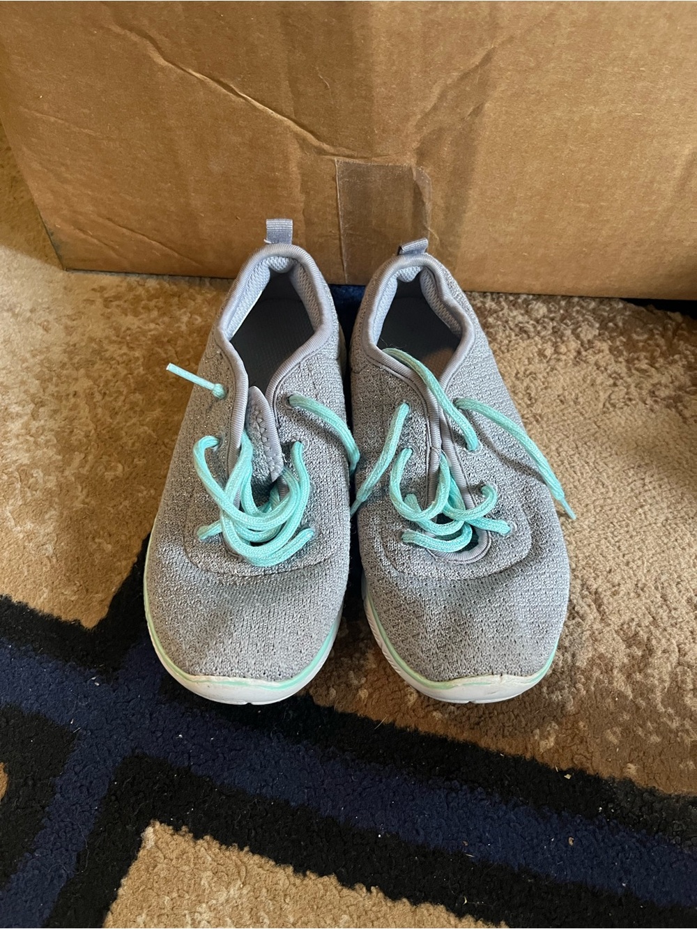 Skechers Kids Gray Sneakers with Mint Laces